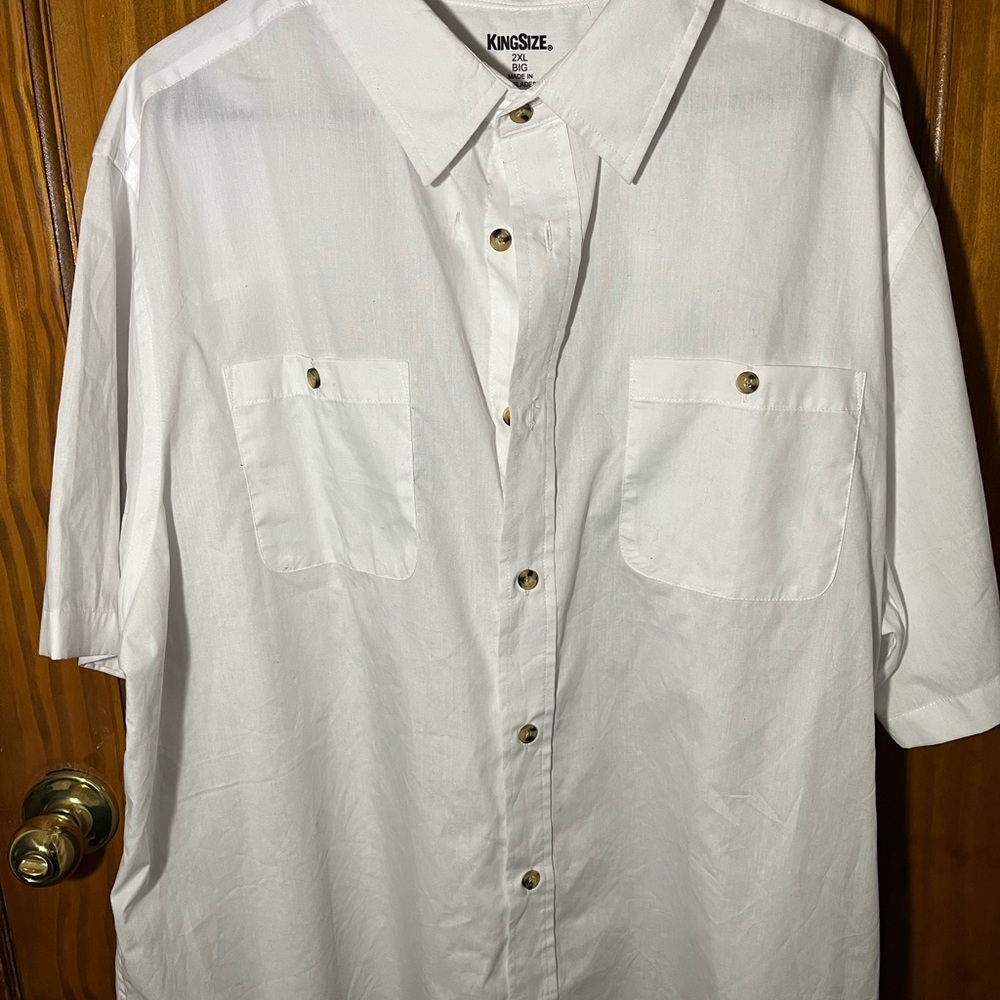 KingSize Men's Classic White Button Down Shirt